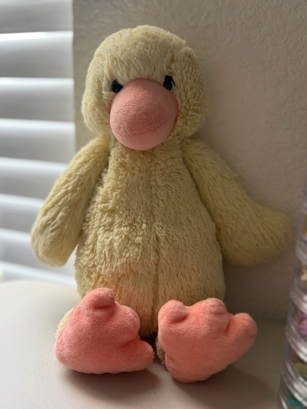 Jellycat Pale Yellow Duck with Pink Beak and Feet